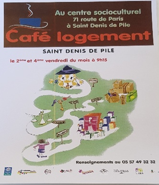 Flyer Café logement au centre socio culturel de Saint-Denis de Pile 